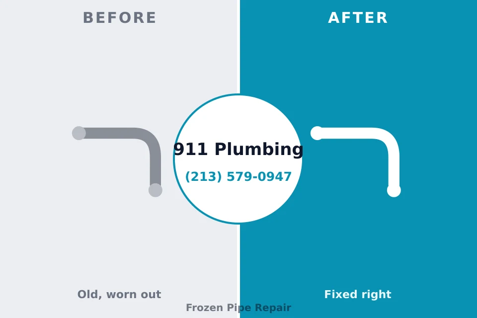 Before and after: plumbing repair Roeland Park, KS